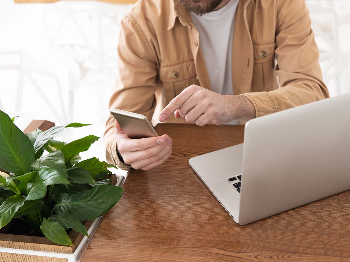 A person working a laptop.