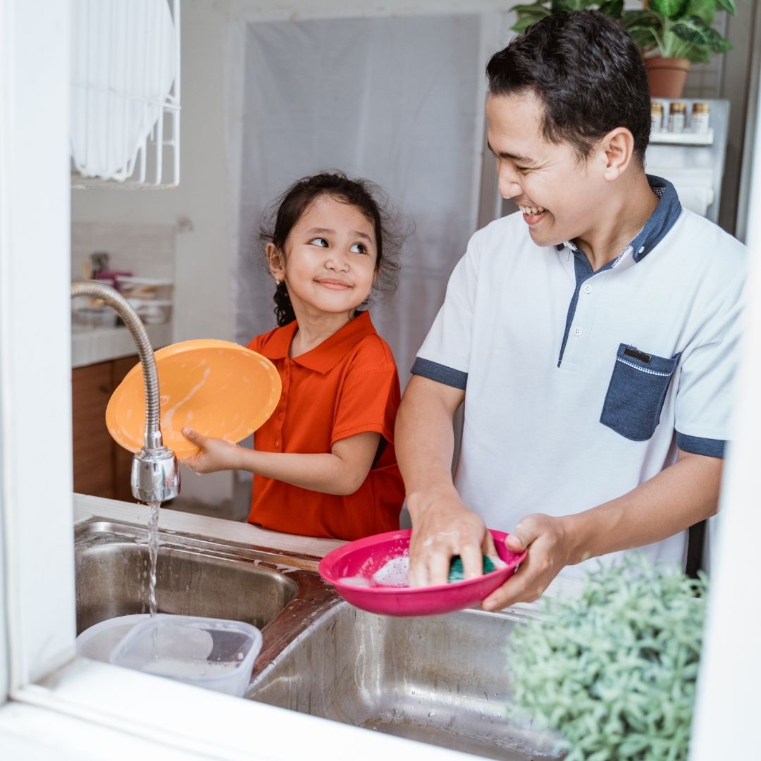 family in kitchen