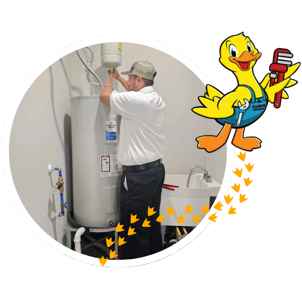 contractor installing a new water heater