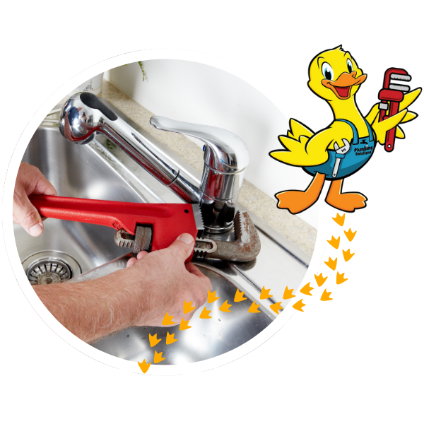 plumber fixing a broken sink faucet
