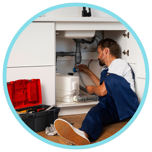 Plumber under sink