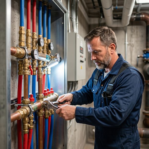 plumber with pipes